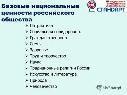 Базовые национальные ценности воспитания