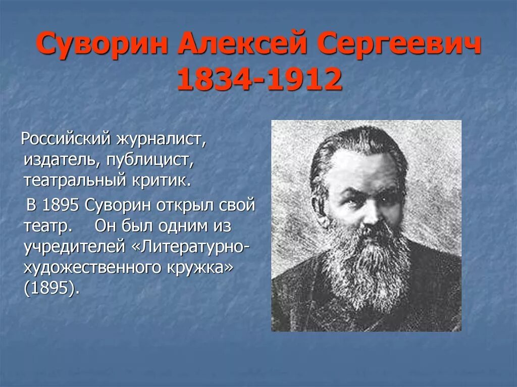 Серебряный век русской культуры духовное состояние общества. Суворин книгоиздатель. Суворин издатель. Публицист Суворин.