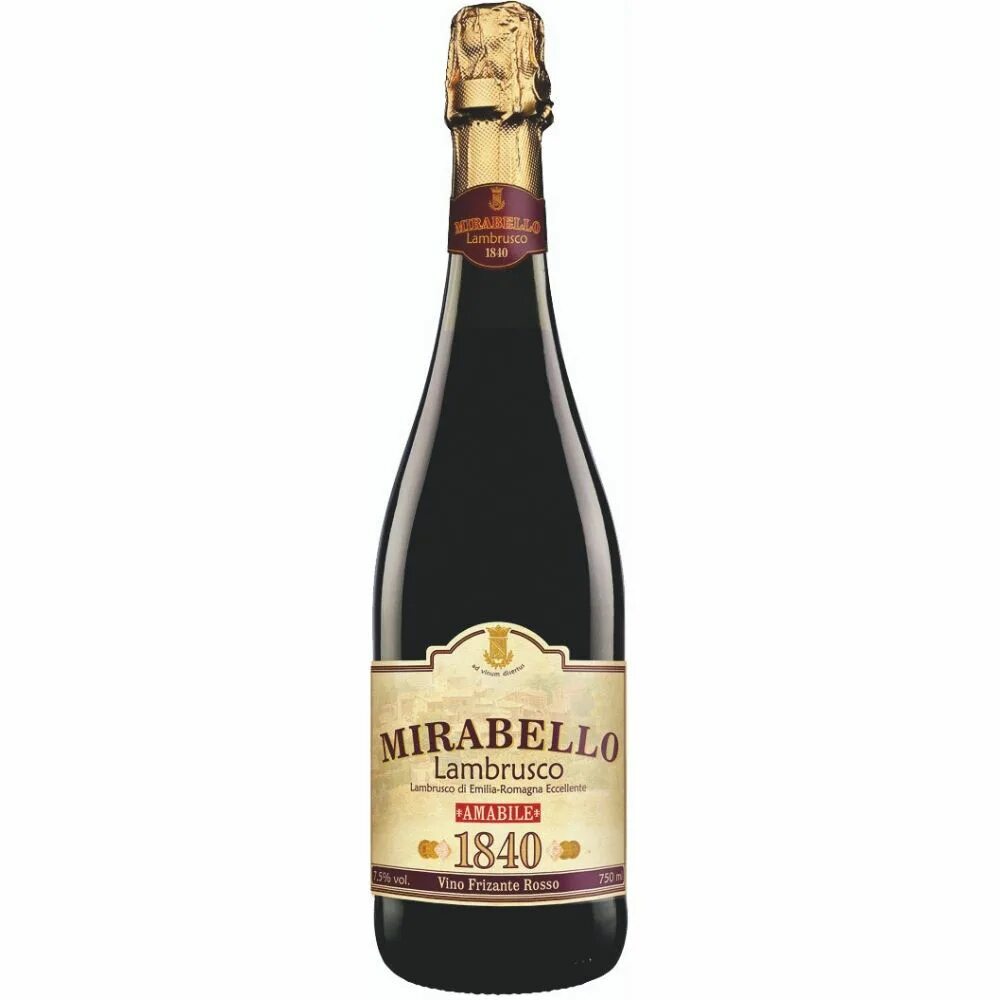 Ламбруско Россо. Игристое вино Chiarli 1860, "Mirabello" Rosso, Lambrusco di Emilia-Romagna IGT, 0.75 Л. Ламбруско Мирабелло. Вино ламбруско сладкое