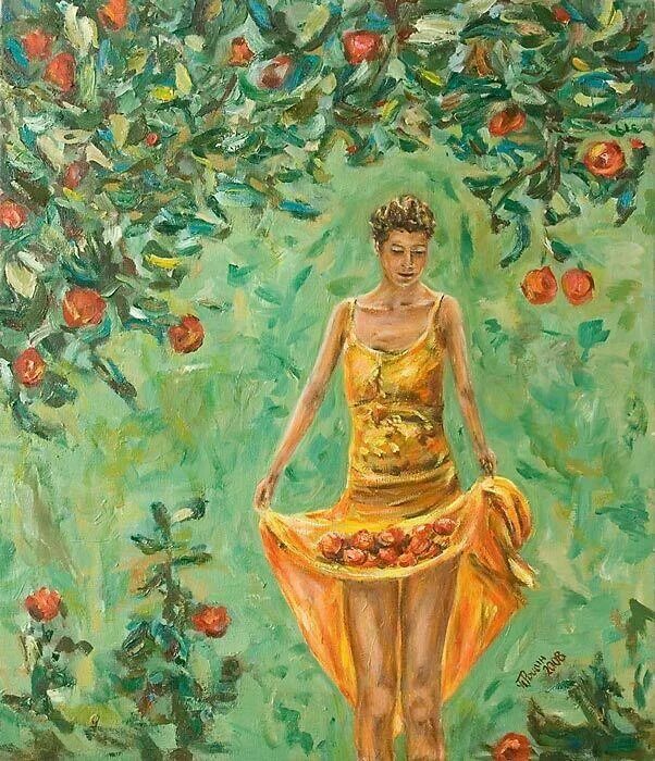 Пение яблоко. Август картины художников. Женщина с яблоками картина. Картины с яблоками известных художников. Девушка с яблоком живопись.