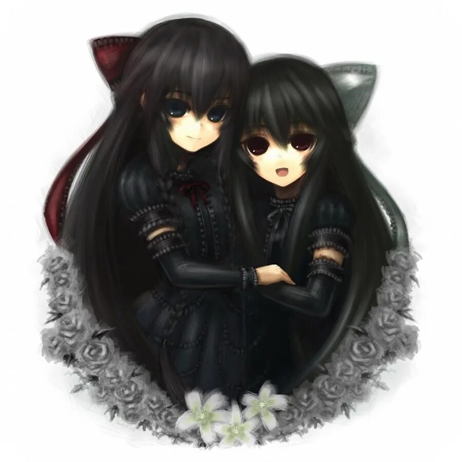 Две сестры близняшки с черными волосами