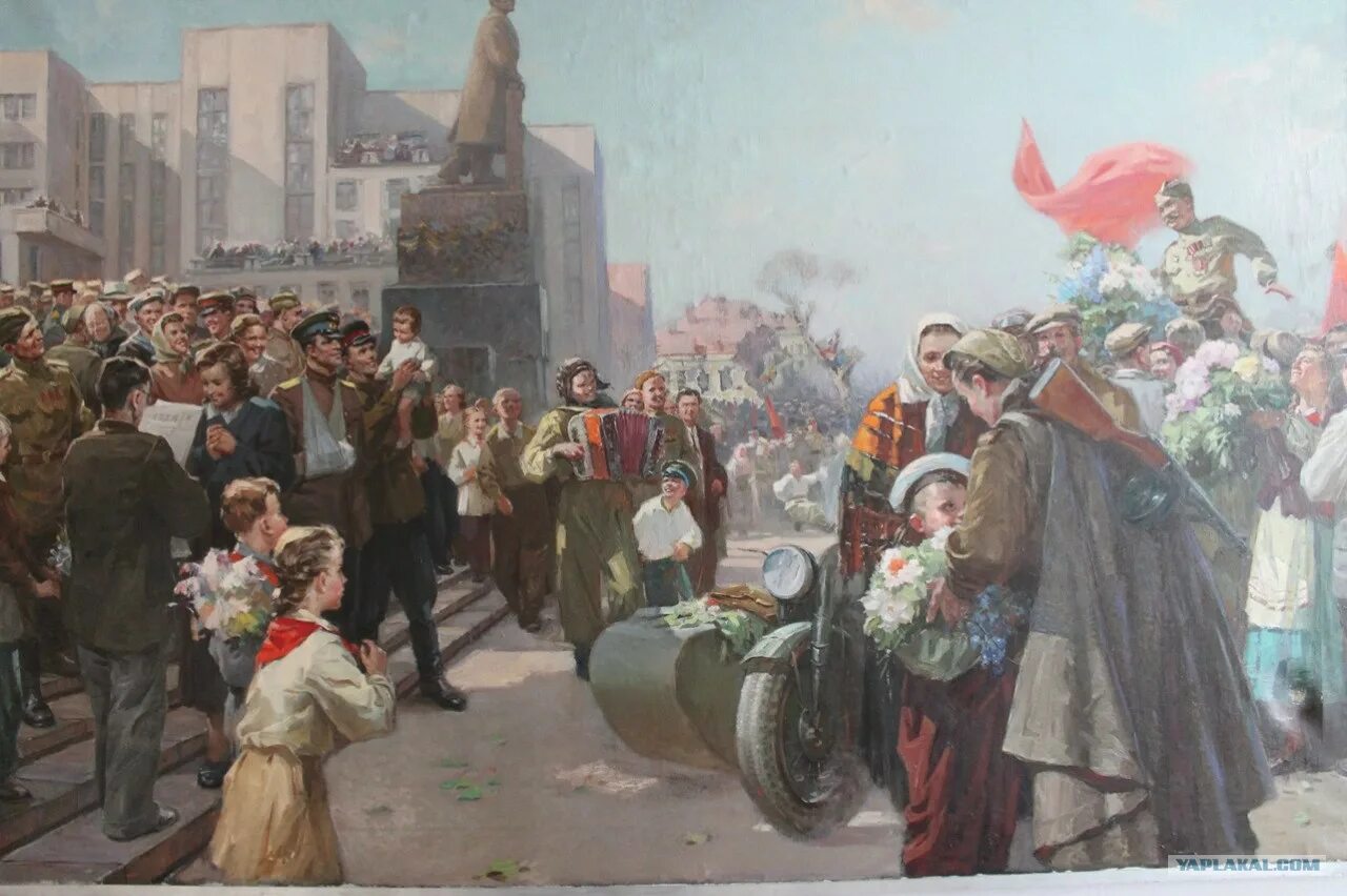 9 мая 18. Тихонович е.н., Давидович и.а. - праздник Победы 9 мая 1945 г. в Минске (1955). Победа май 1945 ВОВ.