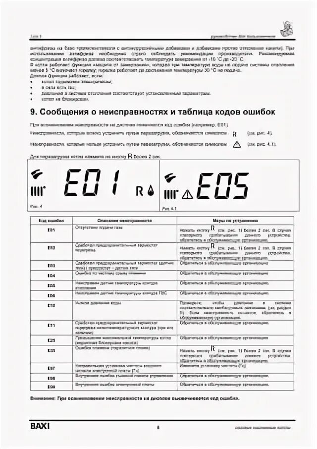 Бакси луна 3 ошибка е10. Бакси луна 3 ошибка е10