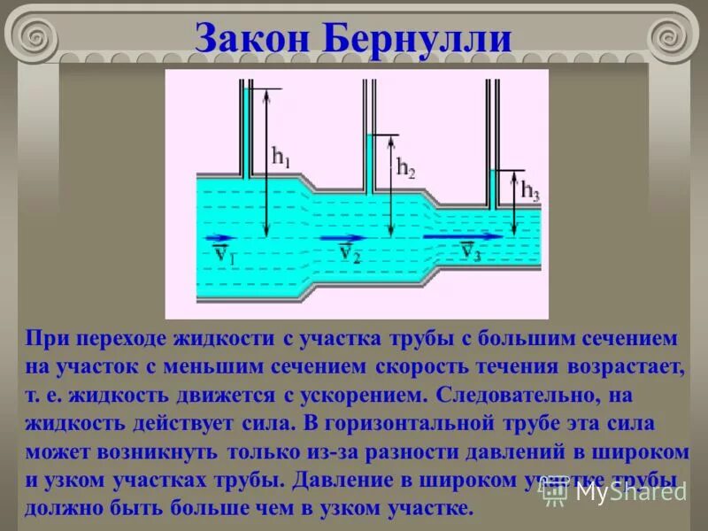 Почему при уменьшении давления увеличивается объем. Закон Бернулли труба. Движение жидкостей и газов по трубам закон Бернулли. Закон Бернулли давление. Давление жидкости в трубопроводе.