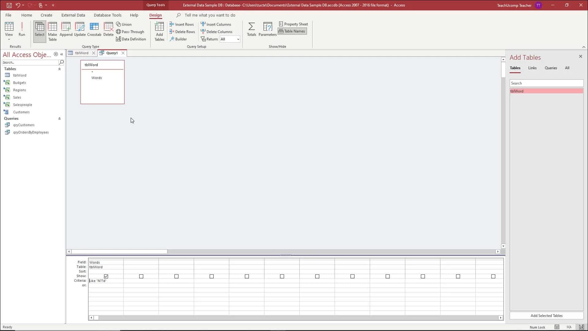 Access. Query. Wildcard character. The query loura. Query field