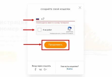 Введите номер кошелька