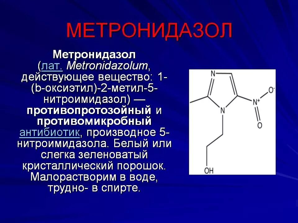 Метронидазол относится к группе