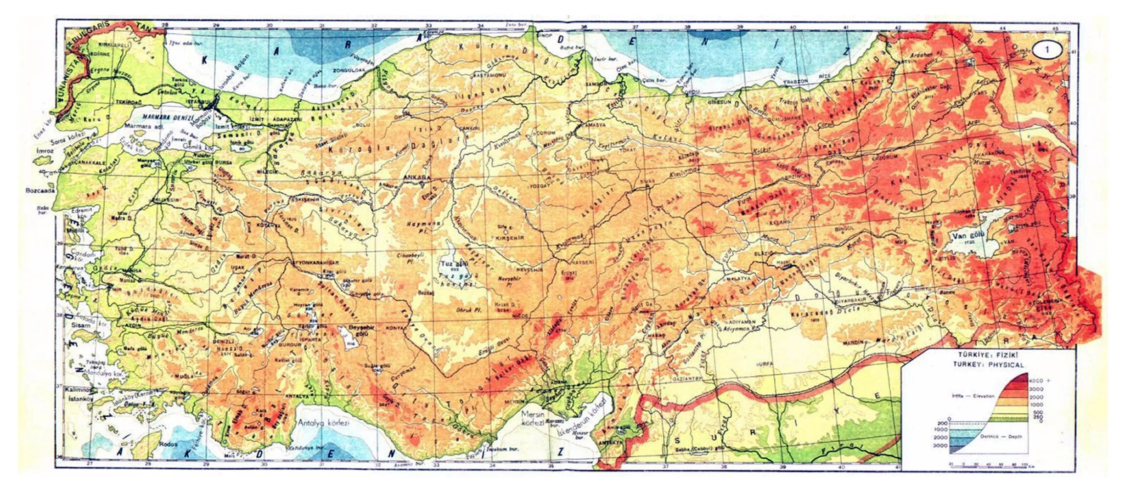 Города казахстана над уровнем моря. Рельеф Турции карта. Физическая карта Турции горы. Физ карта Турции. Подробная географическая карта Турции.