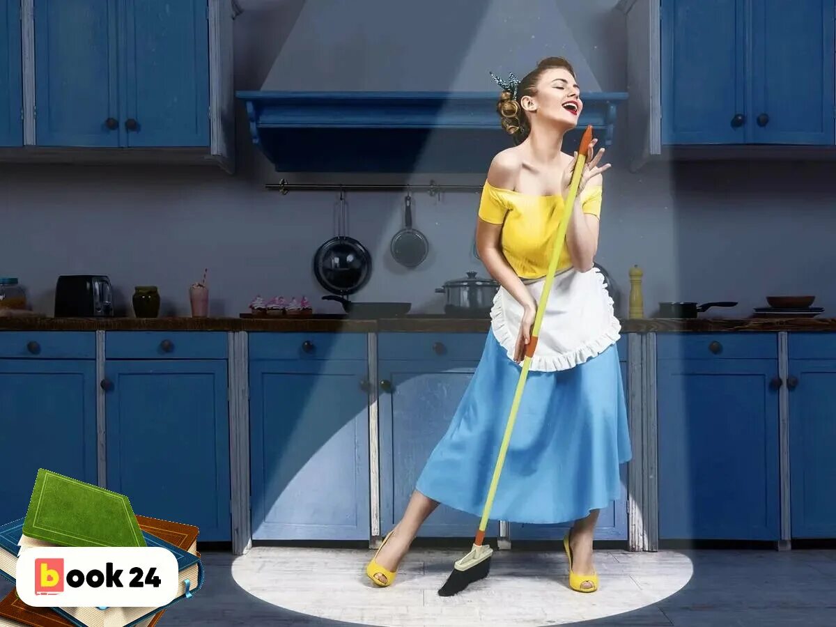 Заводная домохозяйка веселиться на кухне