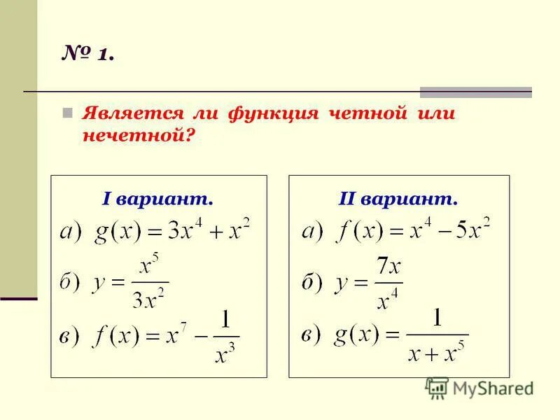 Как определить четность нечетность функции по графику