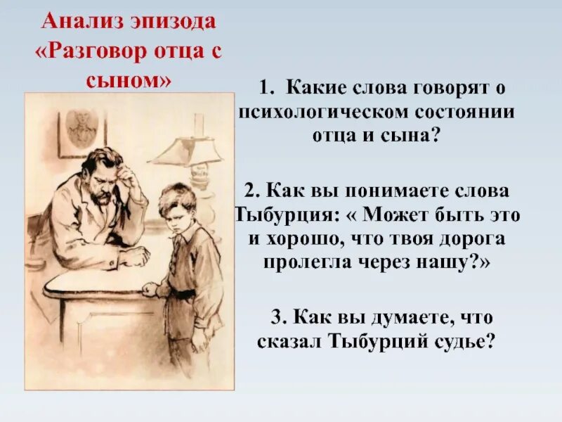 Анализ эпизода. Диалог отца и сына. Нравственные уроки дурного общества. Текст разговора отца с сыном. Два отца тыбурций и судья сочинение 5