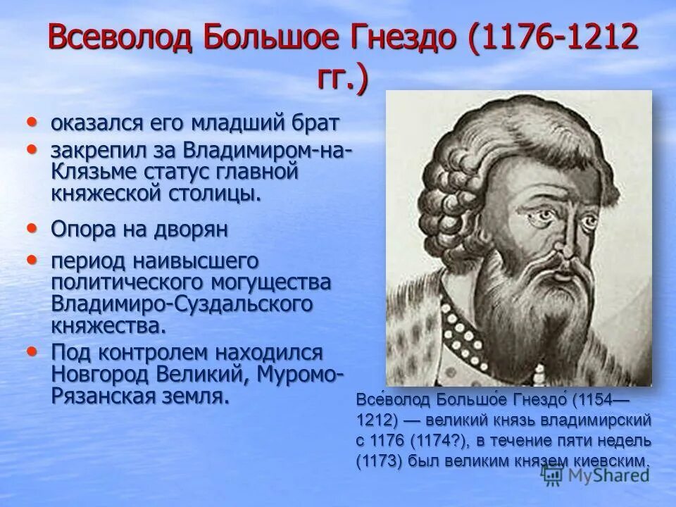 сообщение о всеволоде большое гнездо