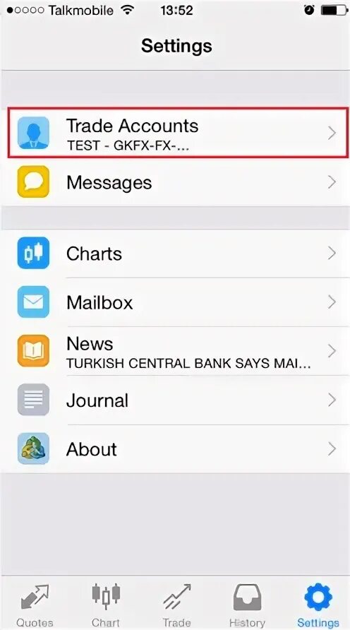 Tab settings. Tab settings