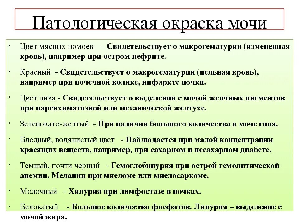 Почему не отходит моча. Моча цвета мясных помоев характерна для. Цвет мочи цвет мясных помоев. Моча цвета мясных помоев отмечается при. Моча цвета мясных помоев причины.