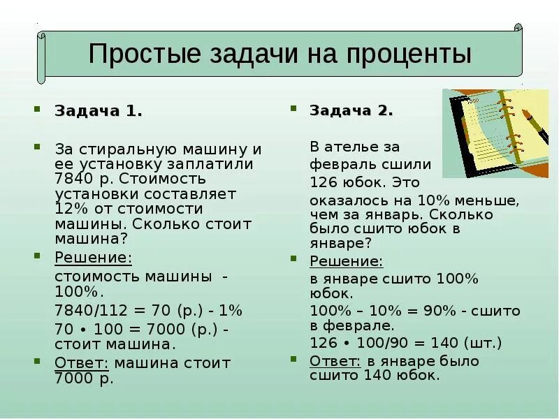 Сколько составляет 12 от а. Задачи на проценты.