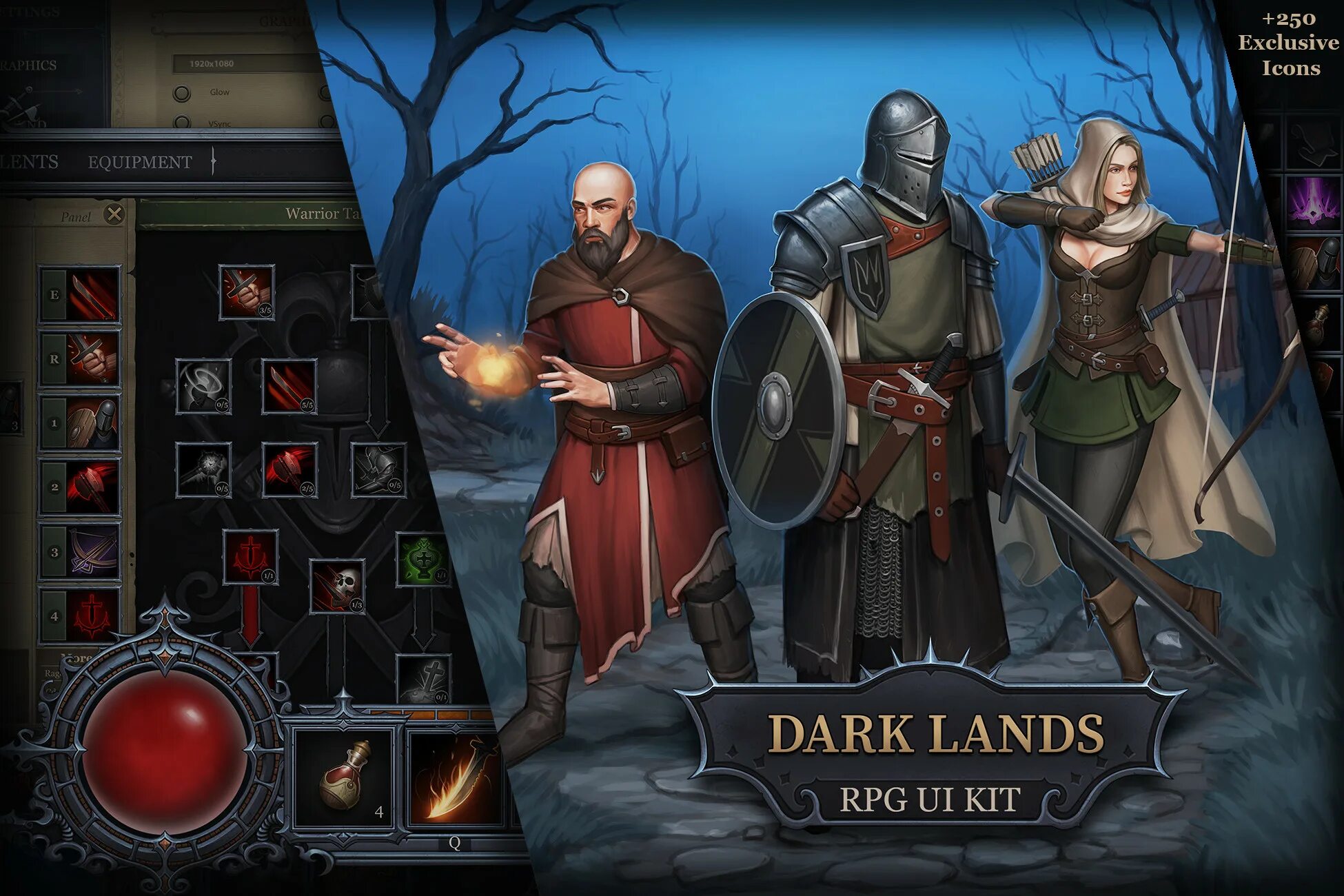 Dark lands android. Dark lands. Темные земли игра. Ui 2d rpg. Darkland 2 игра.