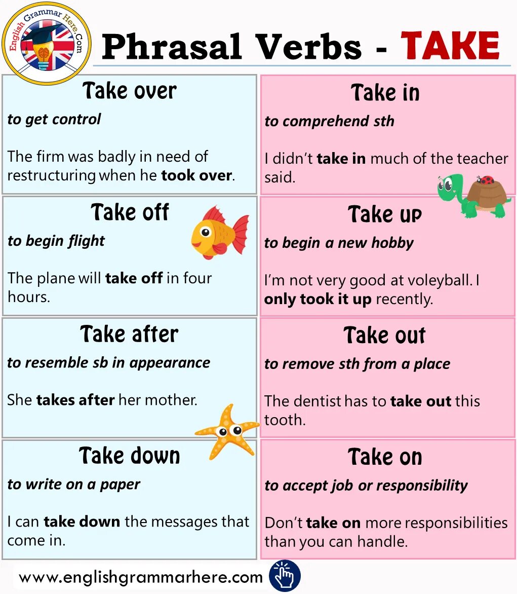 Английские слова out. Take Phrasal verbs. Примеры Phrasal verbs take. Phrasal verbs with take. Идиомы и фразовые глаголы take.