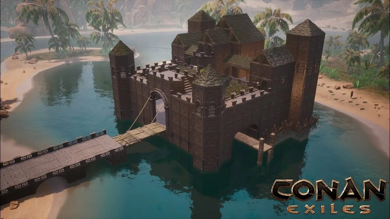 Замок Конан эксайл. Conan Exiles замок в туранском стиле. Подъемный мост Конан Экзайл. Замок в Конан Экзайл.