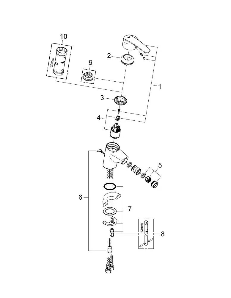 Разобрать душа grohe. Краны Grohe для ванной start схем сборки. Смеситель Грое p IX 9150 IAB. Гигиенический смеситель Grohe схема.