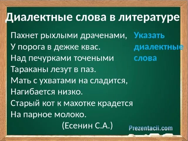 Слова диалектизмы