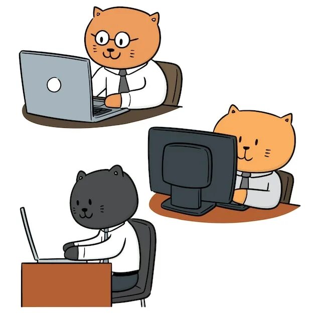 3 кота работают. Котик в офисе. Котик офисный работник. Коты офисные работники. Котики в офисе арты.