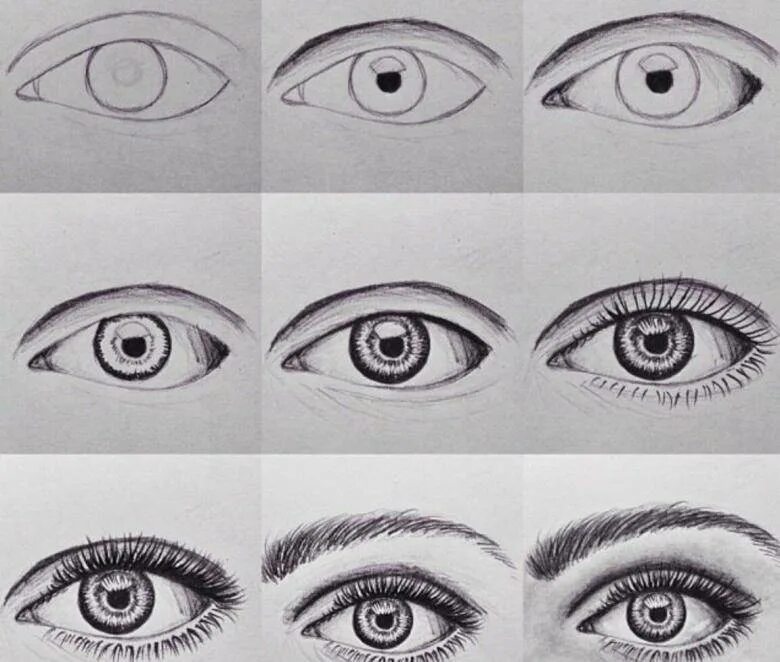 Как красиво нарисовать глаз для начинающих. Этапы рисования глаз. Глаза карандашом для начинающих. Рисование глаз для начинающих. Поэтапное рисование гл.