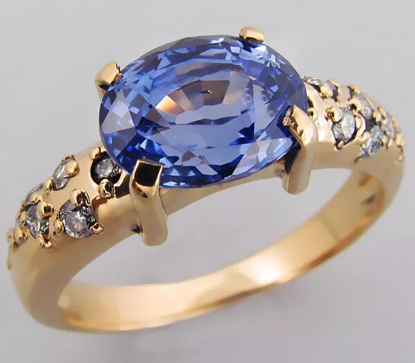 Кольцо, золото, сапфир, 12626-157-10-00. Сапфир 750. Золотое кольцо с сапфиром и бриллиантами.