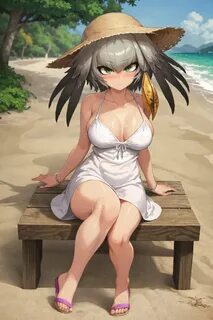 Partially translated. kf-shoebill, solo, looking at viewer, blush, green ey...