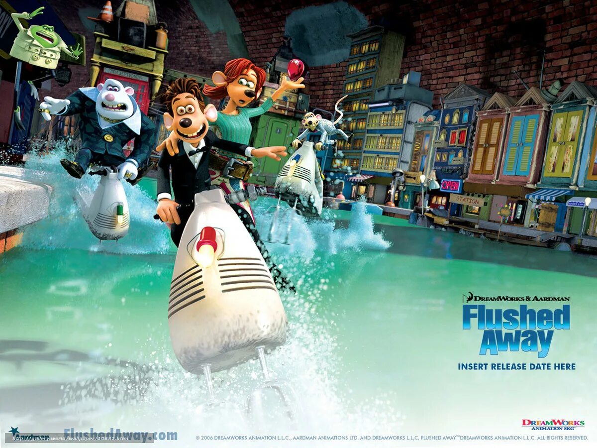 Flushed away. Смывайся Flushed away 2006. Смывайся СТС. Смывайся 2006 Постер.