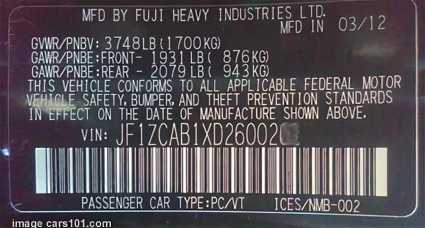 Почему не бьется вин. Вин код Субару Аутбек 2.5. VIN Subaru r2. Subaru Forester 17 год VIN. Табличка вин Субару.