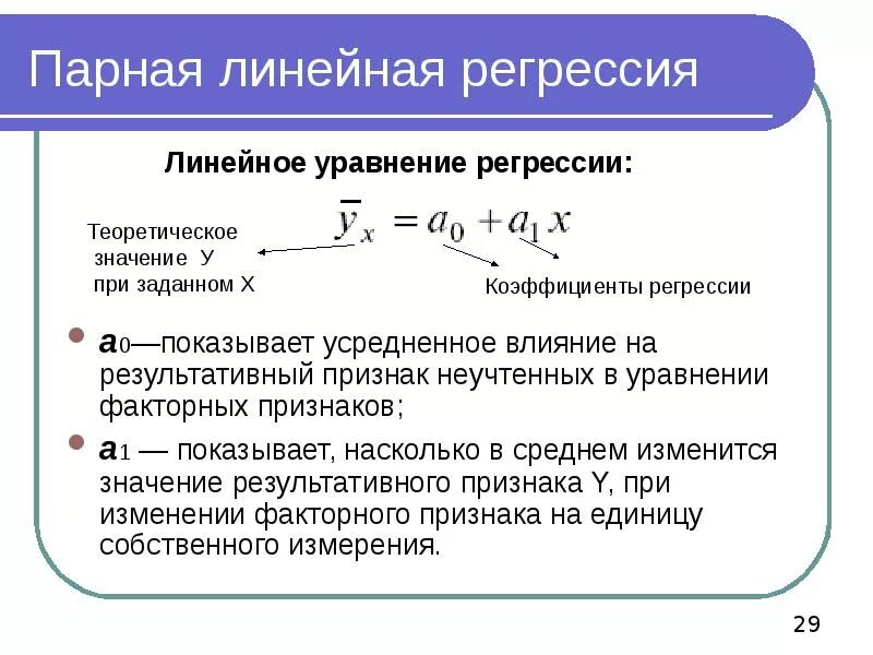 Величина а в уравнении. Линейное уравнение парной регрессии формула. Параметры линейной регрессии формула. Уравнение парной регрессии коэффициенты. Свойства коэффициентов уравнения парной регрессии.