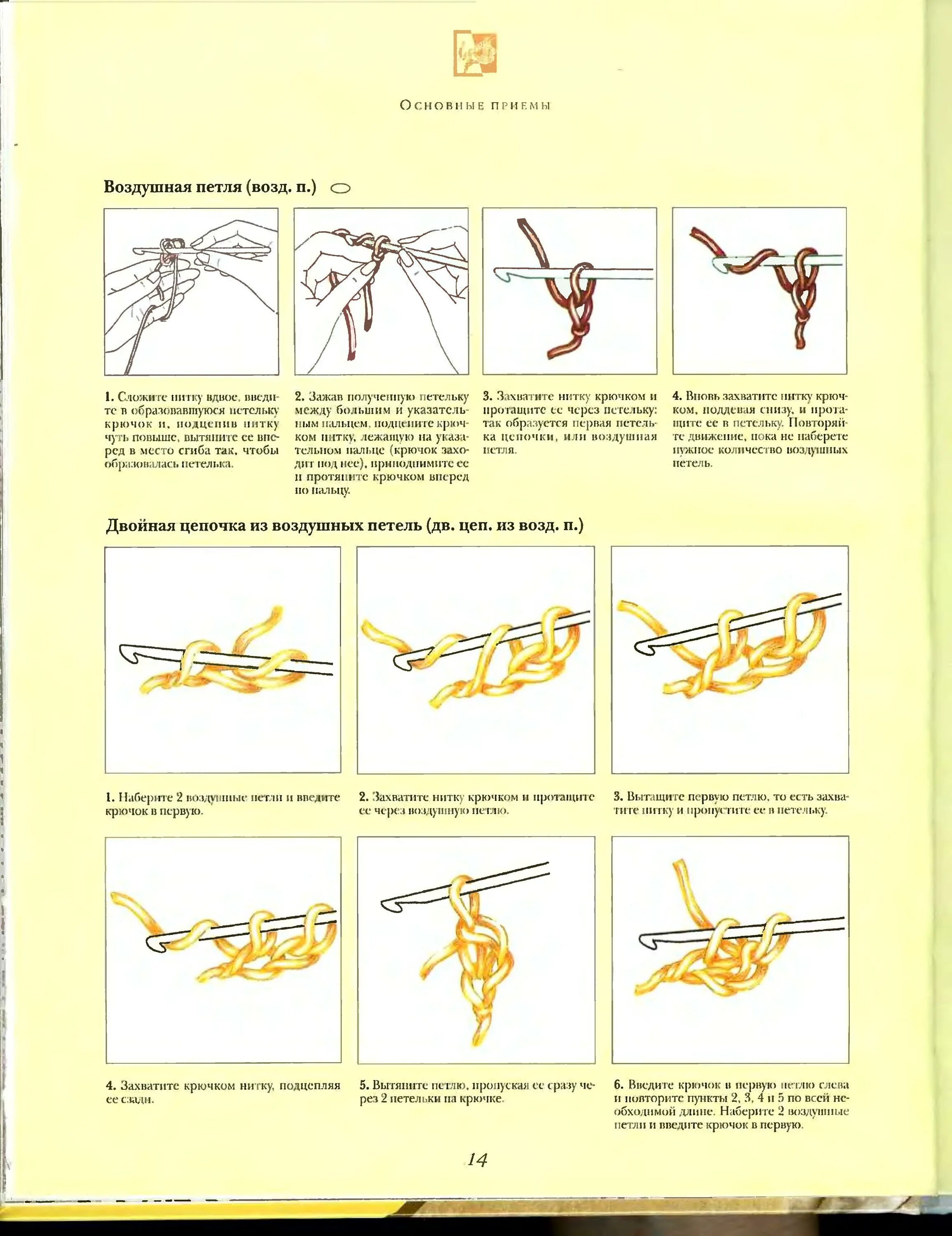 Книга для вязания крючком для начинающих. Вязание крючком первая петля. Первая петля крючком для начинающих пошагово. Основные приемы вязания крючком. Основные петли крючком.