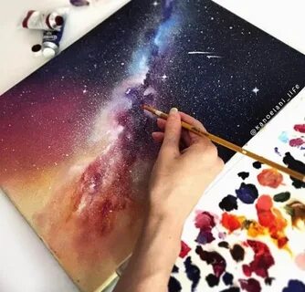 Рисунок космоса акварелью