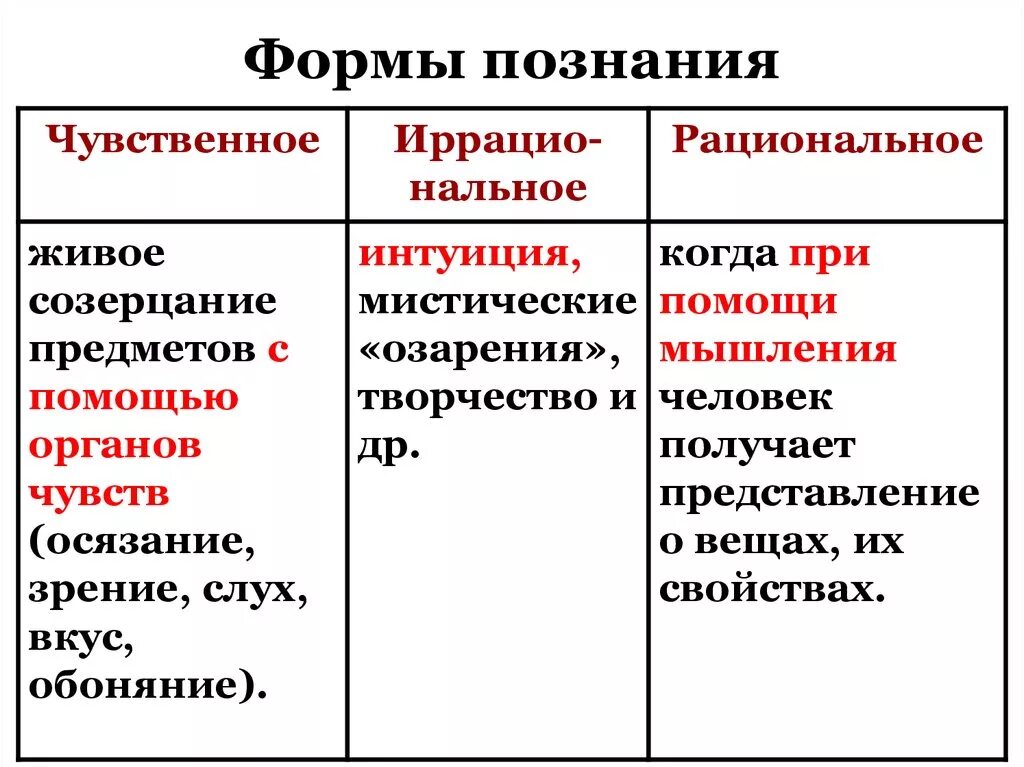 Знание имеет несколько форм