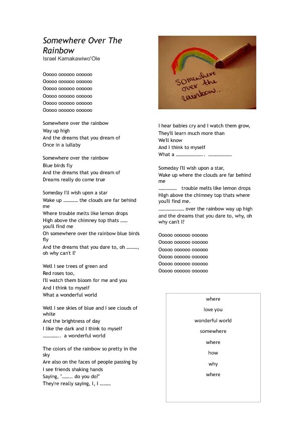 Песня over the rainbow. Somewhere over the Rainbow текст. Over the Rainbow текст песни. Текст песни somewhere over the Rainbow. Somewhere over the Rainbow перевод.