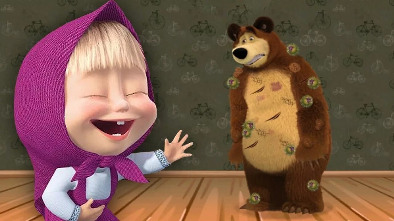 Покажи видео маша. Маша и медведь. Маша смеется.