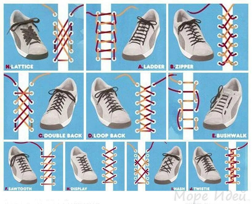 Способы завязывания шнурков на кроссовках. Типы шнурования шнурков на 5. Способы зашнуровать кроссовки красиво. Красивое завязывание шнурков. Прикольная шнуровка