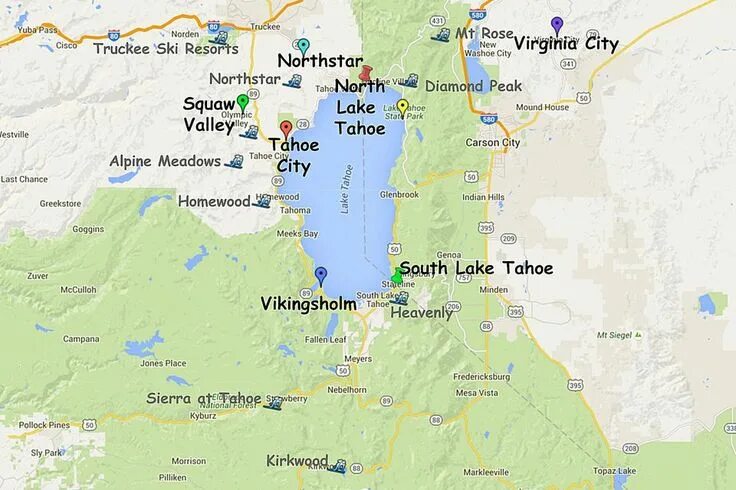 Озеро тахо на карте Pin by Karen Karen on Road trip ideas Lake tahoe map, Tahoe trip, California tra