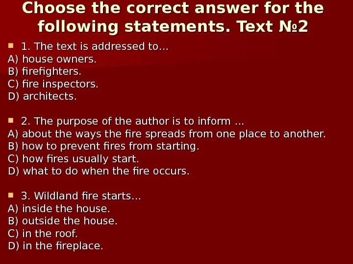 Complete the correct answers. Choose the correct answer. Choose the correct answer ответы 1 there are. Read the text and choose the correct Statement 5. The text is addressed to.