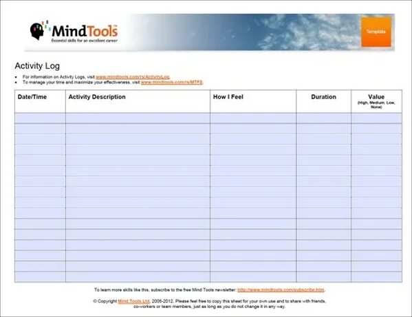 Mind Tools. Trucking log Active. Activity log