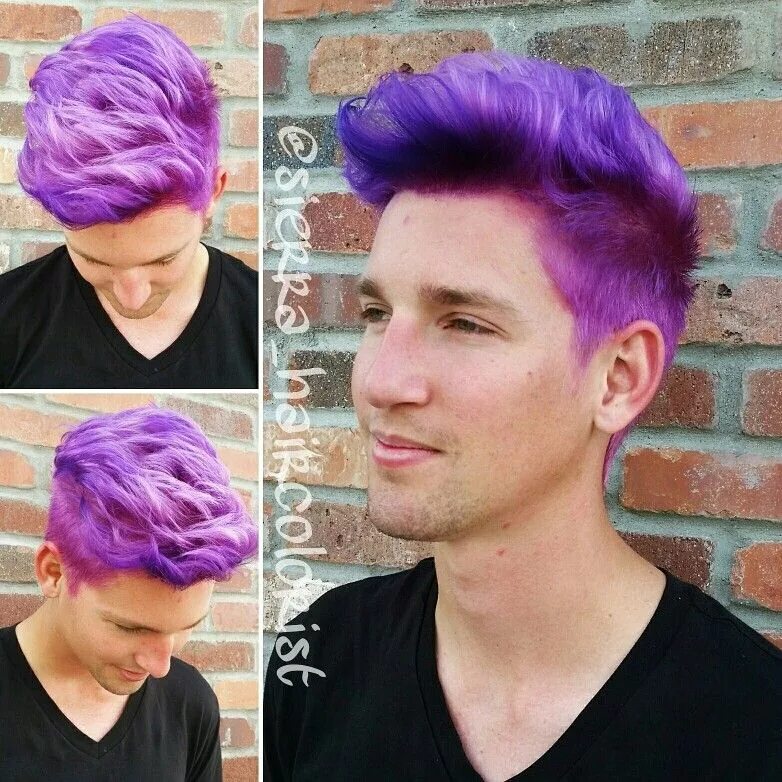 Фиолетовый мужской цвет. Парень с фиолетовыми волосами. Крашеные волосы у парней. Цветные волосы у парней. Фиолетовые волосы короткая стрижка.