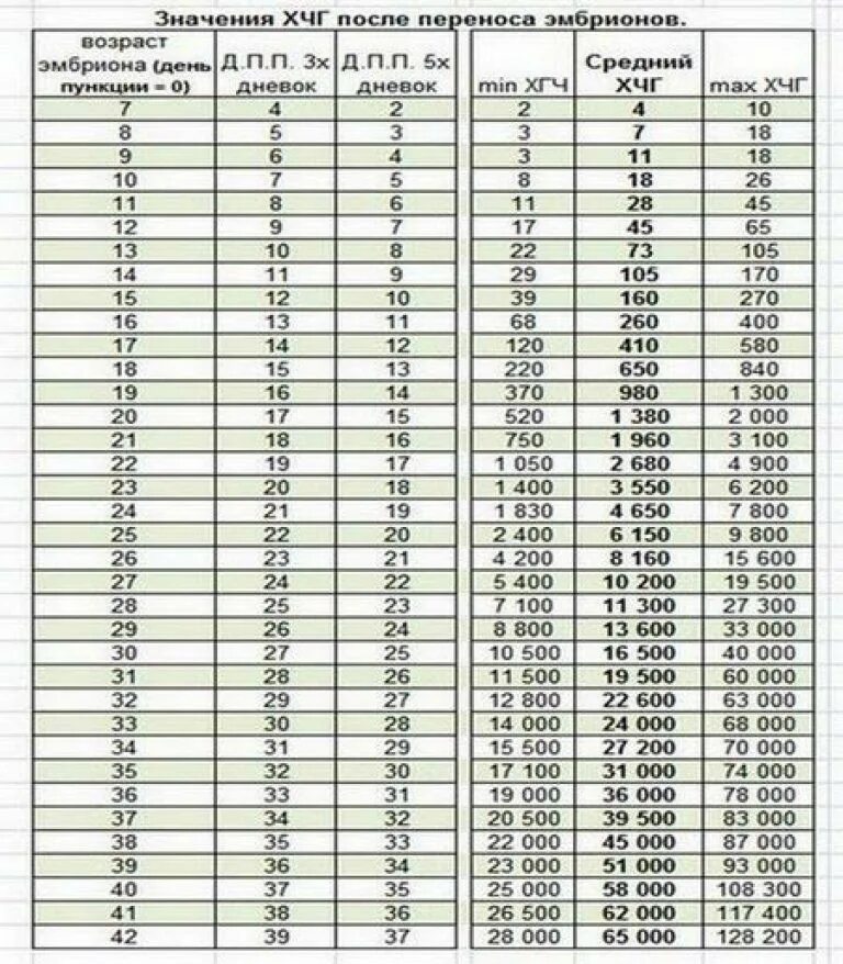 Таблица ХГЧ по дням после переноса 5 дневных. Таблица ХГЧ по дням после переноса 3 дневных. Нормы ХГЧ по ДПП. Таблица уровня ХГЧ после переноса эмбрионов по дням. После подсадки крови