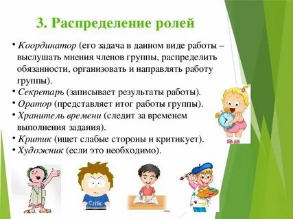 Роли учащихся в классе