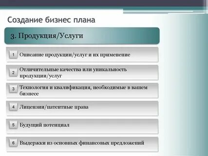 Бизнес план вид продукции