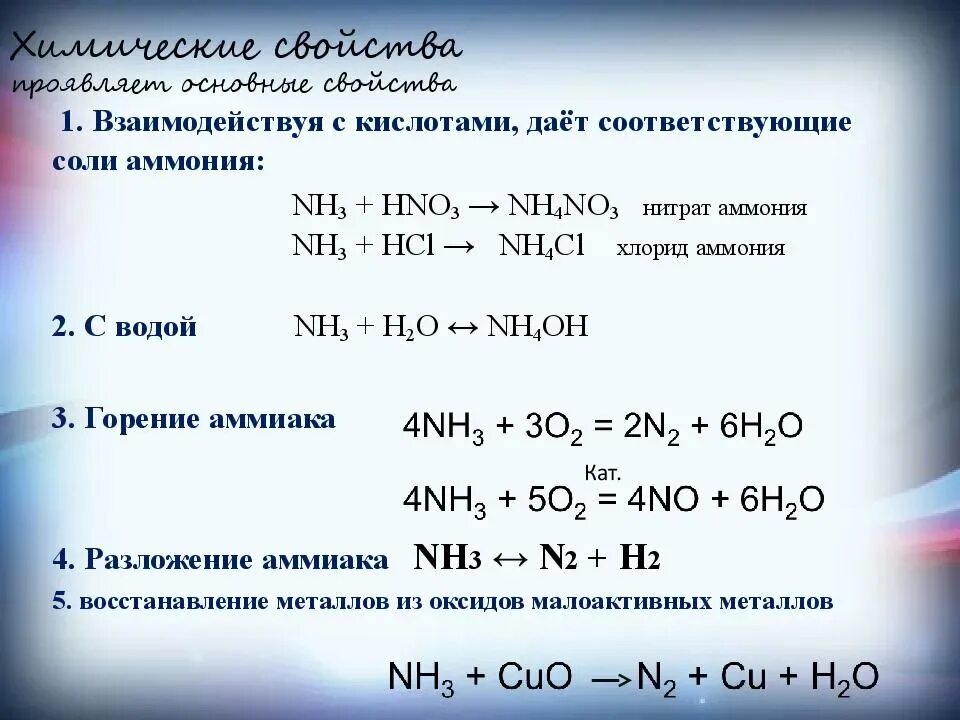 Аммоний с азотом реакция