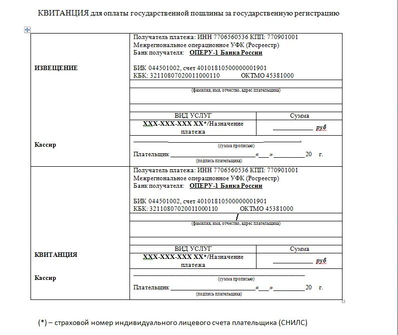 Госпошлина за внесение изменений