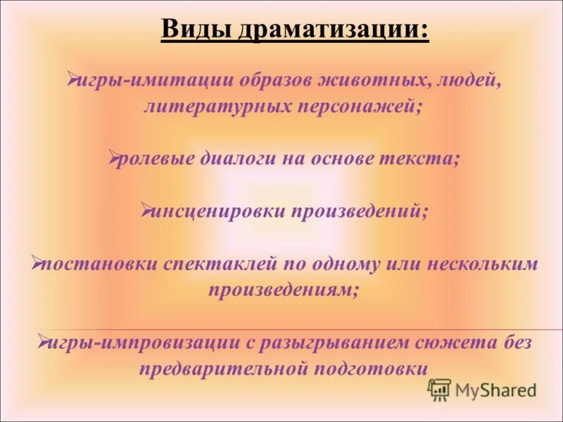 Театрализация произведений. Виды игр-драматизаций. Виды драматизации. Приемы драматизации. Театрализованная игра подразделяется.