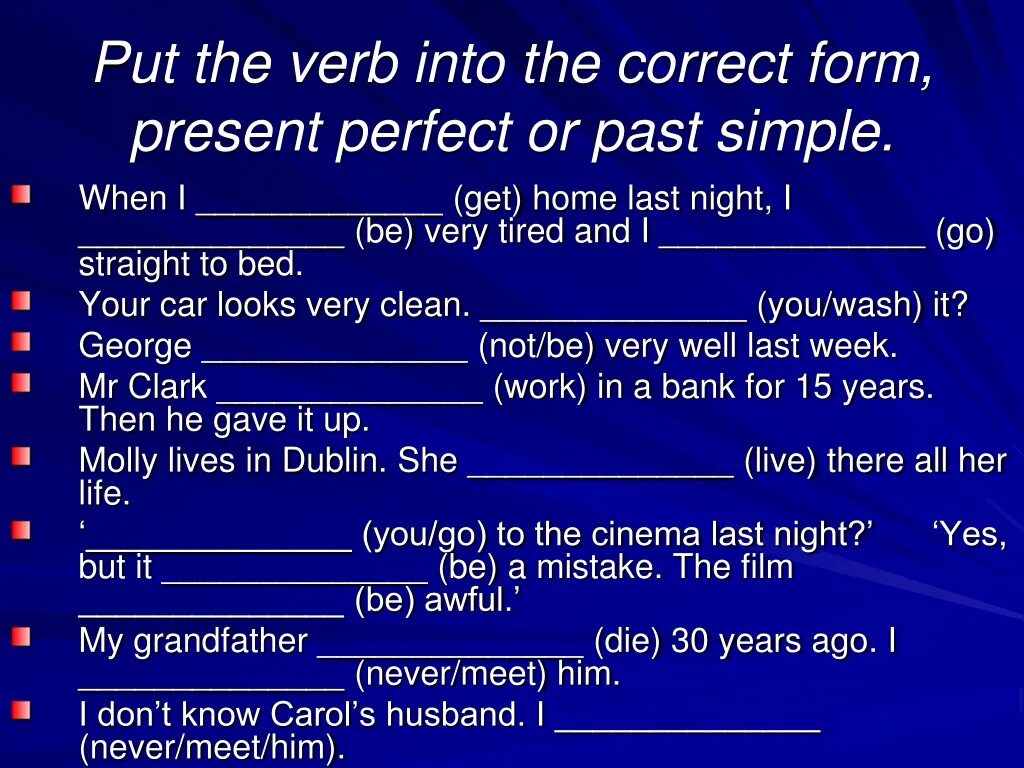 Упражнения present perfect/past Tense. Past perfect задания. Поставь глаголы в past simple или present perfect:. Past perfect put. Choose the correct form of adjective