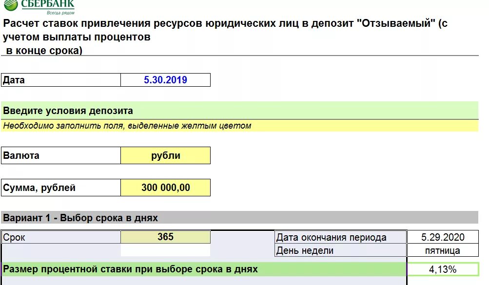 Сбербанк расчет процентов