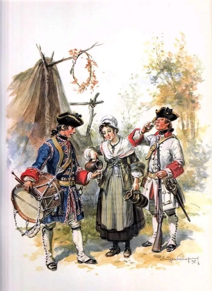 Француз часть. Эжен Лельевр французские части в Канаде 1755-1760".. Бивуак 18 века. French Colonial Army.